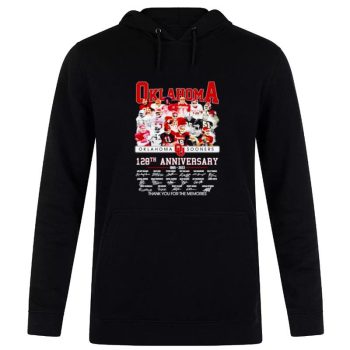 Oklahoma Sooners 128Th Anniversary 1895 2023 Thank You For The Memories Signatures Unisex Pullover Hoodie