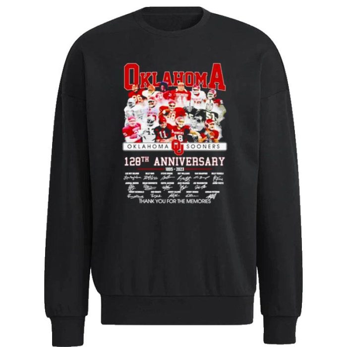 Oklahoma Sooners 128Th Anniversary 1895 2023 Thank You For The Memories Signatures Unisex Sweatshirt