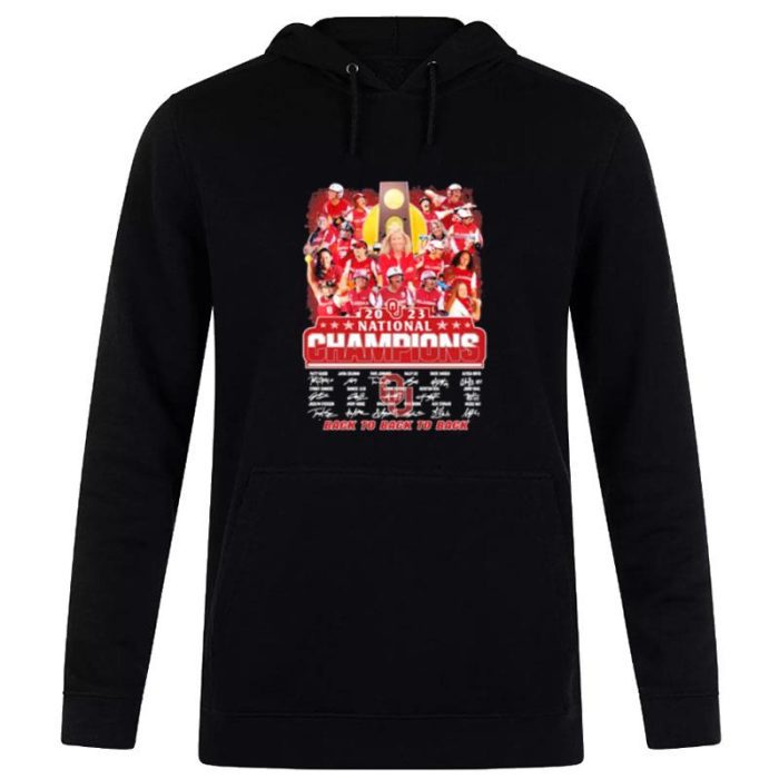 Oklahoma Sooners Softball Team 2023 National Champions Back To Back To Back Signatures Unisex Pullover Hoodie