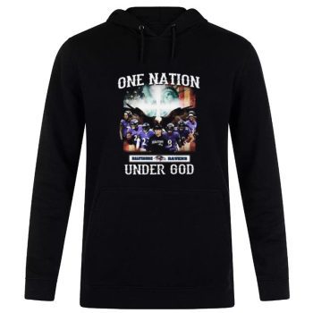 One Nation Under God Baltimore Ravens American Flag Unisex Pullover Hoodie