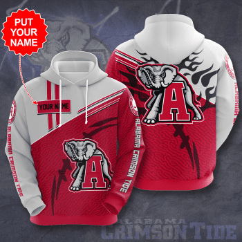 Personalized Alabama Crimson Tide Flame 3D Unisex Pullover Hoodie - Red White IHT2381