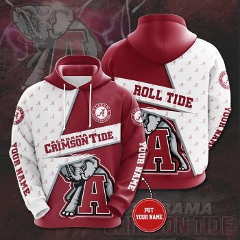 Personalized Alabama Crimson Tide Logo 3D Unisex Pullover Hoodie - Red White IHT2518