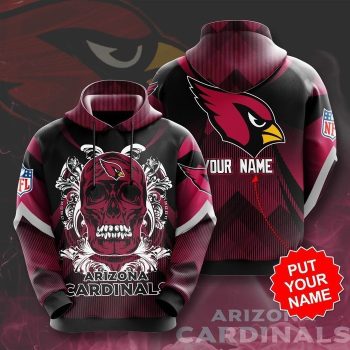 Personalized Arizona Cardinals Football Team Red Skull Art Unisex 3D Pullover Hoodie - Red IHT1640
