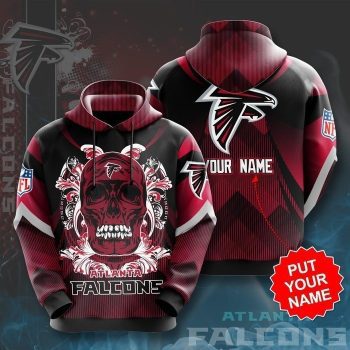 Personalized Atlanta Falcons Paisley Skull 3D Unisex Pullover Hoodie - Black Red IHT2377