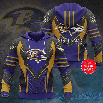 Personalized Baltimore Ravens 3D Unisex Pullover Hoodie - Gray Purple IHT2312