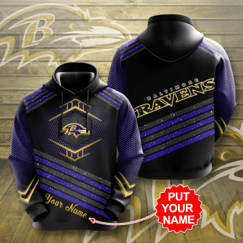 Personalized Baltimore Ravens Football Team Unisex 3D Pullover Hoodie - Purple IHT1653