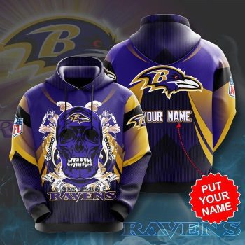 Personalized Baltimore Ravens Paisley Skull 3D Unisex Pullover Hoodie - Purple IHT1699