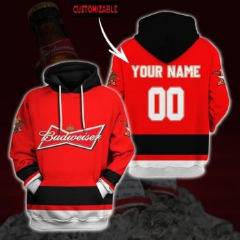 Personalized Budweiser Unisex 3D Pullover Hoodie - Red IHT1962