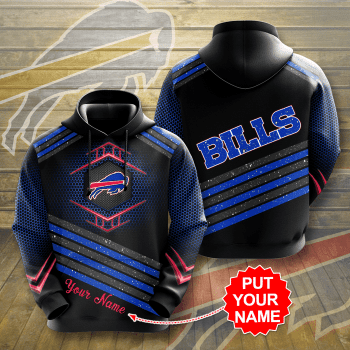 Personalized Buffalo Bills 3D Glittering Lines Unisex Pullover Hoodie - Black IHT2440