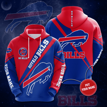 Personalized Buffalo Bills Go Bills 3D Unisex Pullover Hoodie - Neon Blue Red IHT2409
