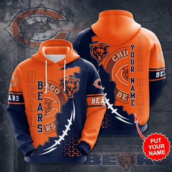 Personalized Chicago Bears Football Team Unisex 3D Pullover Hoodie - Orange IHT1552