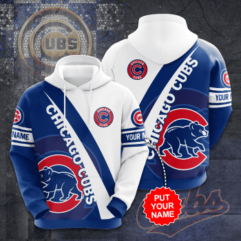 Personalized Chicago Cubs 3D Unisex Pullover Hoodie - Blue White IHT1830