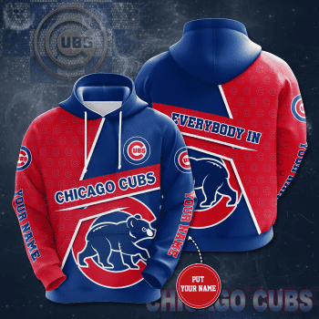 Personalized Chicago Cubs Everybody In 3D Unisex Pullover Hoodie - Neon Blue Red IHT2678
