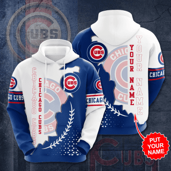 Personalized Chicago Cubs Laurel Wreath 3D Unisex Pullover Hoodie - Blue White IHT1818