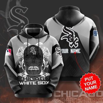 Personalized Chicago White Sox Skull 3D Paisley Unisex Pullover Hoodie - Black Gray IHT1790