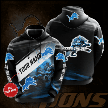Personalized Detroit Lions Football Team Defend The Den Unisex 3D Pullover Hoodie - Black IHT1540