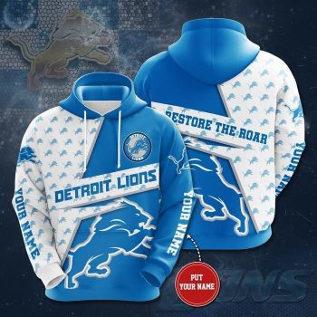 Personalized Detroit Lions Football Team Unisex 3D Pullover Hoodie - Blue IHT1417