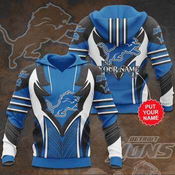 Personalized Detroit Lions Football Unisex 3D Pullover Hoodie - Blue IHT1620