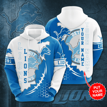 Personalized Detroit Lions Stitches 3D Unisex Pullover Hoodie - Blue White IHT2539