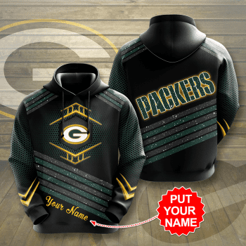 Personalized Green Bay Packers 3D Glittering Lines Unisex Pullover Hoodie - Black IHT1757
