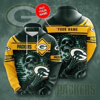 Personalized Green Bay Packers Football Team Pharaoh Skull Unisex 3D Pullover Hoodie - Green IHT1639