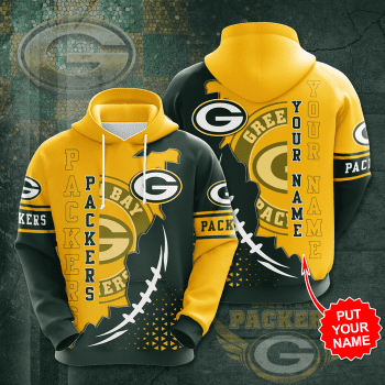 Personalized Green Bay Packers Football Team Unisex 3D Pullover Hoodie - Yellow IHT1474