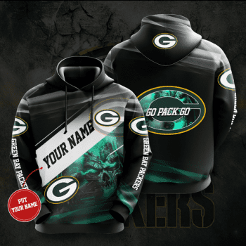 Personalized Green Bay Packers Go Pack Go Skull 3D Unisex Pullover Hoodie - Black IHT2604