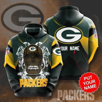 Personalized Green Bay Packers Paisley Skull 3D Unisex Pullover Hoodie - Black Green IHT2278