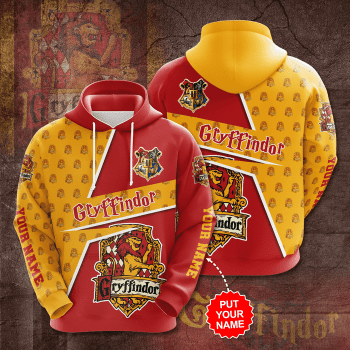 Personalized Harry Potter Gryffindor Hogwarts 3D Unisex Pullover Hoodie - Red Yellow IHT1768