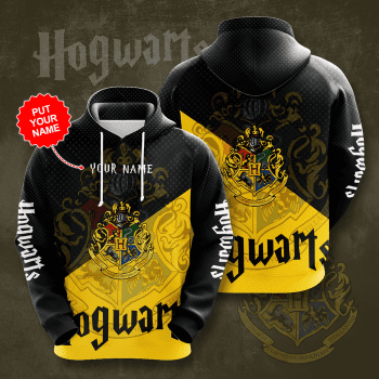 Personalized Harry Potter Hufflepuff House Logo Hogwarts 3D Unisex Pullover Hoodie - Black Yellow IHT2624