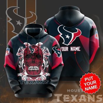 Personalized Houston Texans Football Team Skull Art Unisex 3D Pullover Hoodie - Black IHT1638