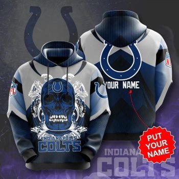 Personalized Indianapolis Colts Paisley Skull 3D Unisex Pullover Hoodie - Black Navy IHT1706