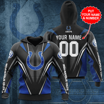 Personalized Indianapolis Colts Professional Football Team Unisex 3D Pullover Hoodie - Black IHT1661