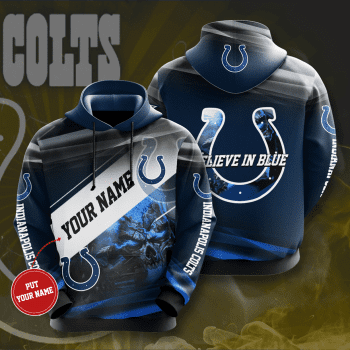 Personalized Indianapolis Colts Skull Believe In Blue 3D Unisex Pullover Hoodie - Navy IHT1769