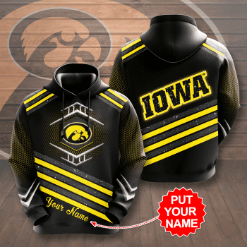 Personalized Iowa Hawkeyes 3D Glittering Stripes Unisex Pullover Hoodie - Black IHT1761