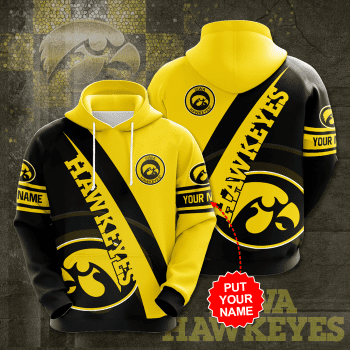Personalized Iowa Hawkeyes 3D Unisex Pullover Hoodie - Black Yellow IHT1744