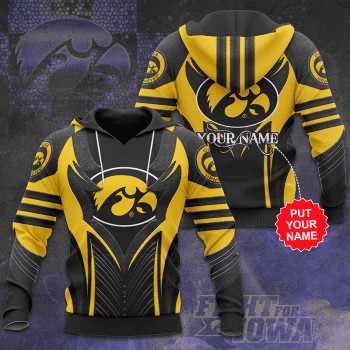 Personalized Iowa Hawkeyes 3D Unisex Pullover Hoodie - Black Yellow IHT2525