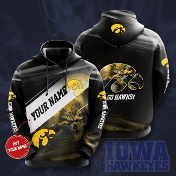 Personalized Iowa Hawkeyes Skull 3D Unisex Pullover Hoodie - Black IHT2359