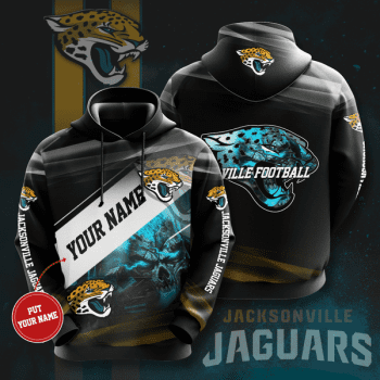 Personalized Jacksonville Jaguars Blue Skull 3D Unisex Pullover Hoodie - Black IHT2249