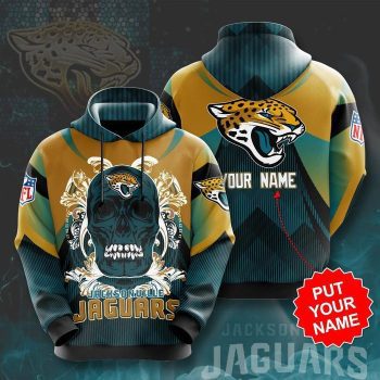 Personalized Jacksonville Jaguars Paisley Skull 3D Unisex Pullover Hoodie - Teal Yellow IHT1700
