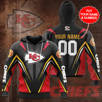Personalized Kansas City Chiefs 3D Unisex Pullover Hoodie - Black Red IHT2361