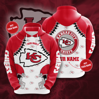 Personalized Kansas City Chiefs Logo Stitches 3D Unisex Pullover Hoodie - White Red IHT2520