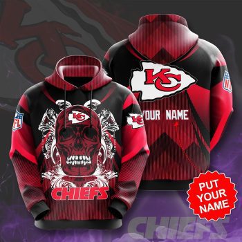 Personalized Kansas City Chiefs Paisley Skull 3D Unisex Pullover Hoodie - Black Red IHT2394
