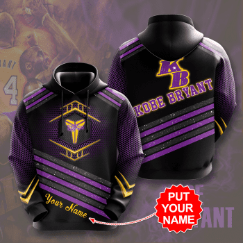 Personalized Kobe Bryant 24 Los Angeles Lakers Basketball Team Unisex 3D Pullover Hoodie - Black IHT1485