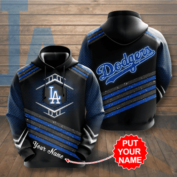 Personalized Los Angeles Dodgers 3D Glittering Stripes Unisex Pullover Hoodie - Black IHT2293