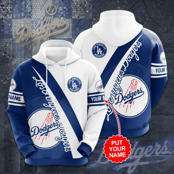 Personalized Los Angeles Dodgers Big Logo 3D Unisex Pullover Hoodie - Cobalt White IHT2236