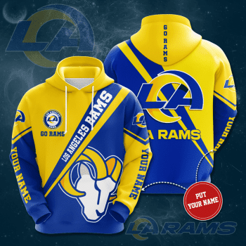 Personalized Los Angeles Rams Go Rams 3D Unisex Pullover Hoodie - Neon Blue Yellow IHT2374