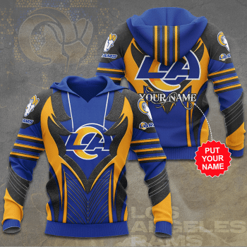 Personalized Los Angeles Rams Logo 3D Unisex Pullover Hoodie - Blue Yellow IHT1672