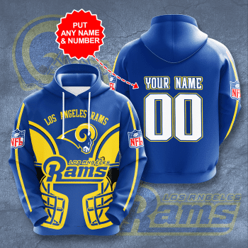 Personalized Los Angeles Rams NFb 3D Unisex Pullover Hoodie - Blue IHT1868