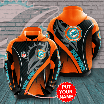 Personalized Miami Dolphins 3D Unisex Pullover Hoodie - Orange Black IHT2456